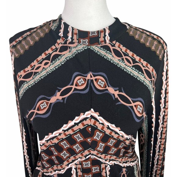 Free People Stella Mini Dress Boho Chic Long Sleeve Geometric Print Medium - Picture 10 of 14